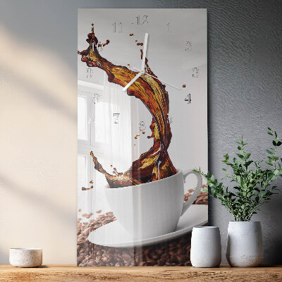 Vertical rectangular wall clock A cup of coffee