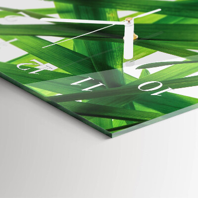 Glass clock vertical Plant leaves