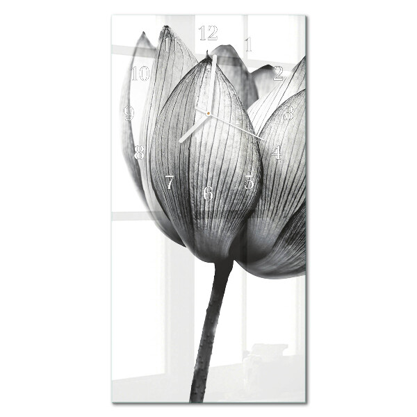 Glass wall clock vertical Tulip