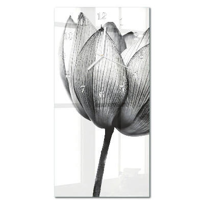 Glass wall clock vertical Tulip