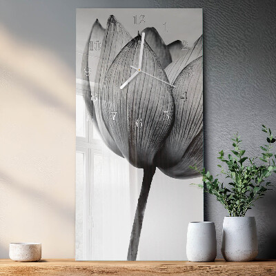 Glass wall clock vertical Tulip