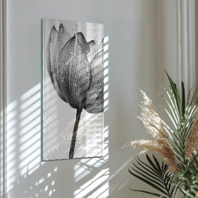 Glass wall clock vertical Tulip