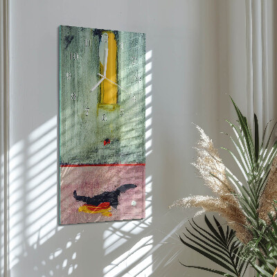 Glass clock vertical Colorful pattern