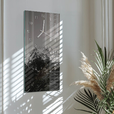 Glass wall clock vertical Mountains