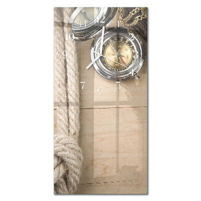 Glass wall clock vertical Compass