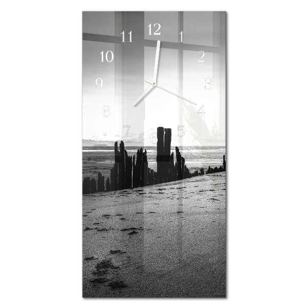 Glass clock vertical Beach