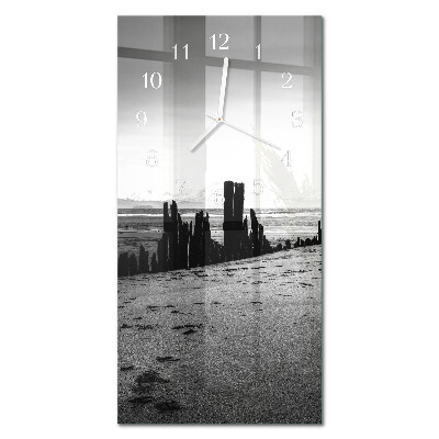 Glass clock vertical Beach