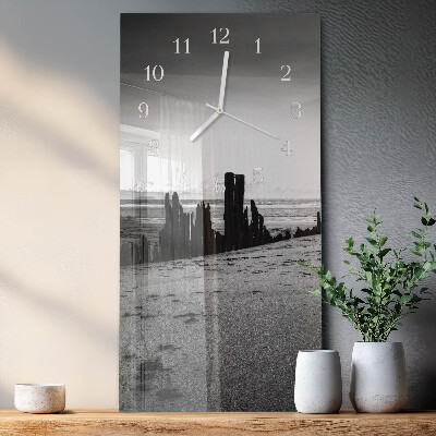 Glass clock vertical Beach