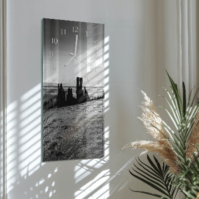 Glass clock vertical Beach