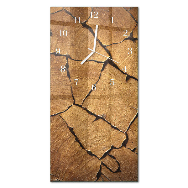 Glass clock vertical Wooden pattern