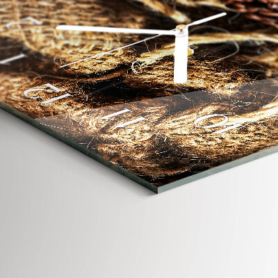 Rectangular glass clock horizontal Coffee beans