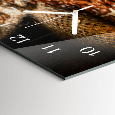 Horizontal rectangular wall clock Coffee infusion