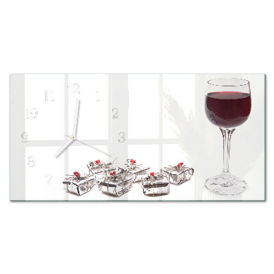 Glass wall clock horizontal Wine goblet