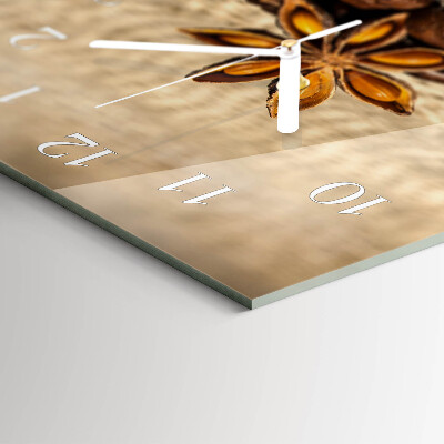 Glass wall clock horizontal Ground coffee