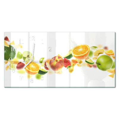 Rectangular glass clock horizontal Fruit mix