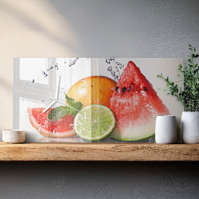 Rectangular glass clock horizontal Juicy harvest