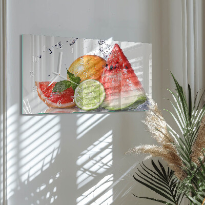 Rectangular glass clock horizontal Juicy harvest