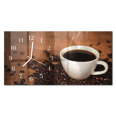 Glass wall clock horizontal Hot coffee infusion