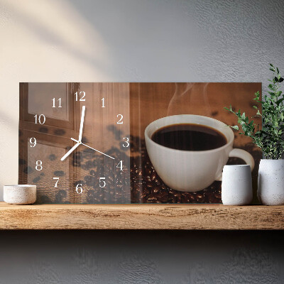 Glass wall clock horizontal Hot coffee infusion