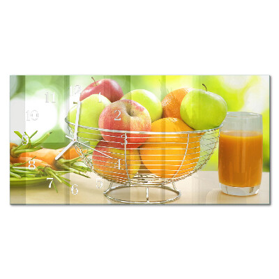 Rectangular glass clock horizontal Fruits and nectar