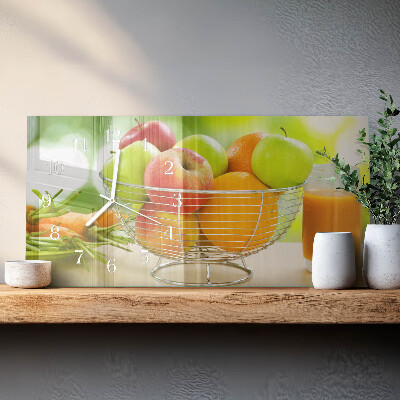 Rectangular glass clock horizontal Fruits and nectar
