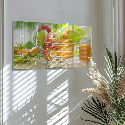 Rectangular glass clock horizontal Fruits and nectar