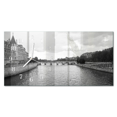 Horizontal wall clock Parisian bridges