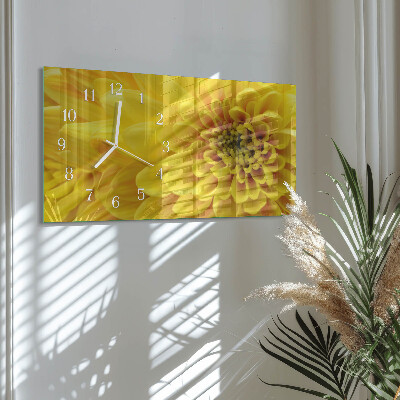Rectangular glass clock horizontal Chrysanthemums