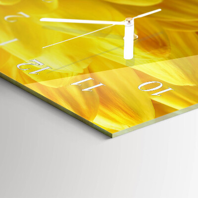 Rectangular glass clock horizontal Chrysanthemums