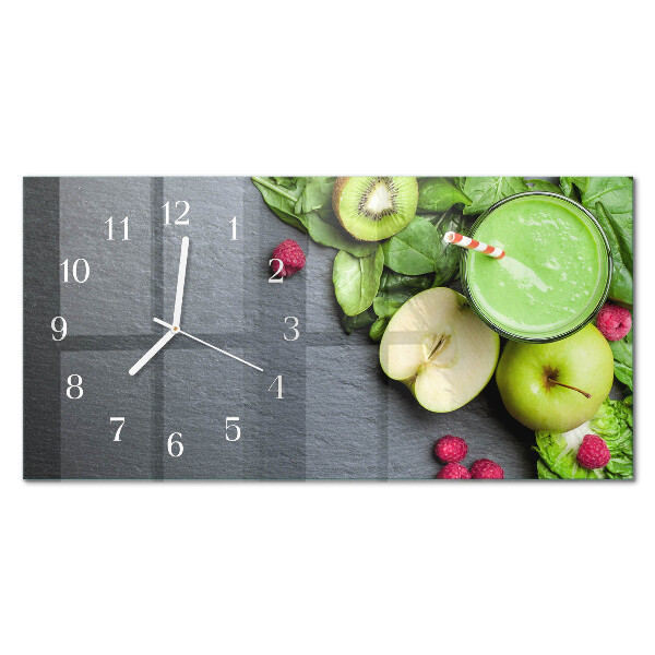 Glass wall clock horizontal Fruit cocktail
