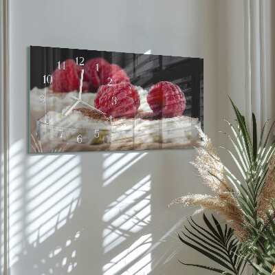 Horizontal rectangular wall clock Raspberry dessert