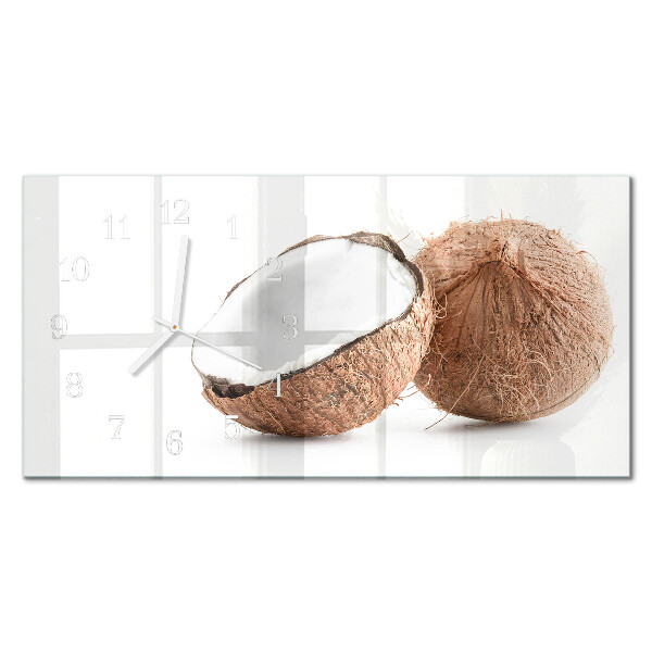 Glass wall clock horizontal Exotic coconuts