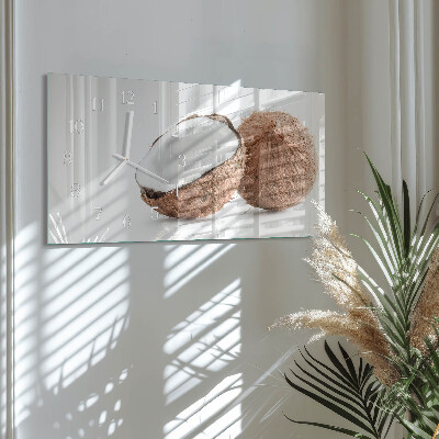 Glass wall clock horizontal Exotic coconuts