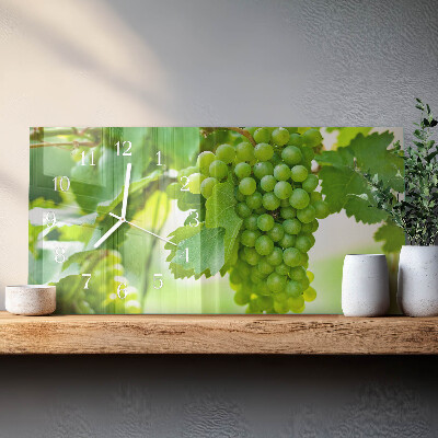 Rectangular glass clock horizontal Bunches of grapes