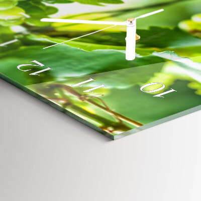 Rectangular glass clock horizontal Bunches of grapes