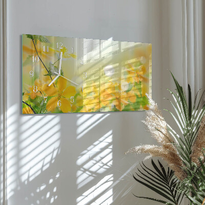 Horizontal rectangular wall clock Cut flowers