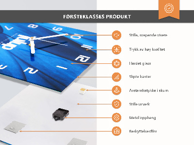 Horizontal rectangular wall clock Cut flowers