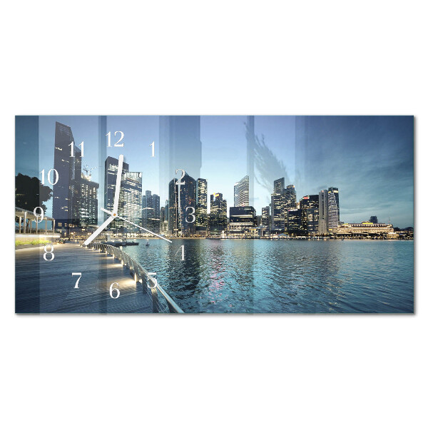 Glass wall clock horizontal City at night