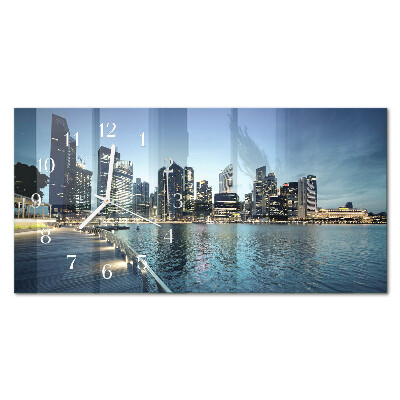 Glass wall clock horizontal City at night