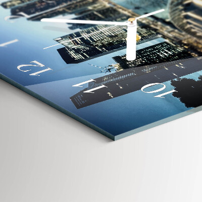 Glass wall clock horizontal City at night