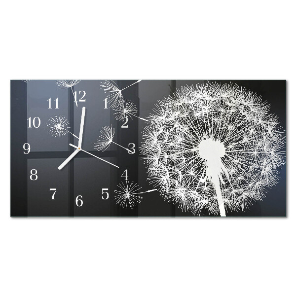 Rectangular glass clock horizontal Dandelion kite