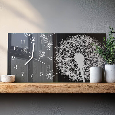 Rectangular glass clock horizontal Dandelion kite