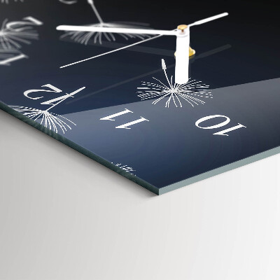 Rectangular glass clock horizontal Dandelion kite