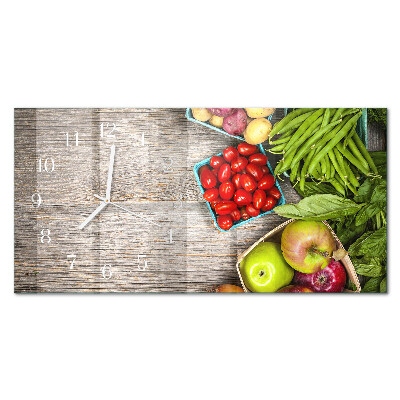 Rectangular glass clock horizontal Vegetables