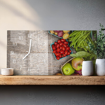 Rectangular glass clock horizontal Vegetables