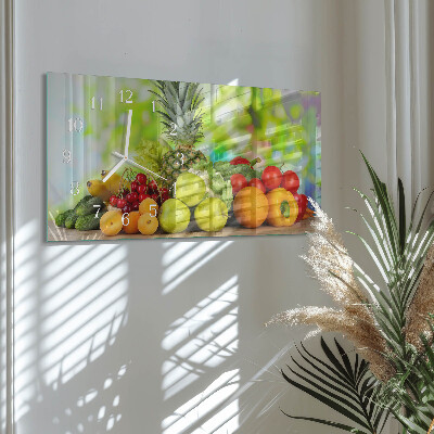 Horizontal rectangular wall clock Vegetables and fruits