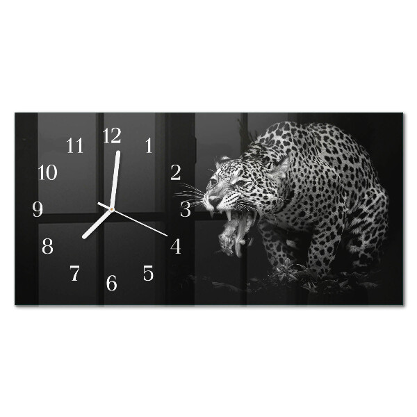 Rectangular glass clock horizontal American Jaguar