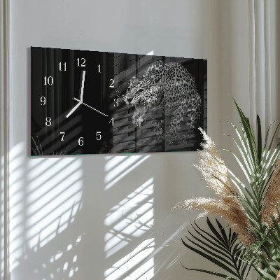 Rectangular glass clock horizontal American Jaguar