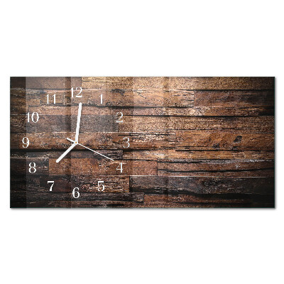 Horizontal rectangular wall clock Natural wood