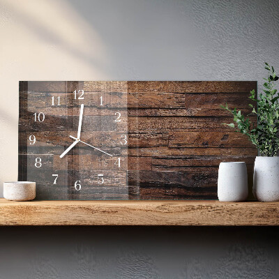Horizontal rectangular wall clock Natural wood
